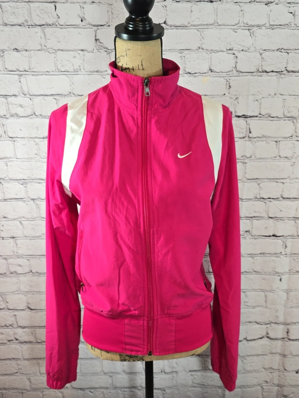 Nike Women's Hot Pink Track Jacket with White Panels Size M